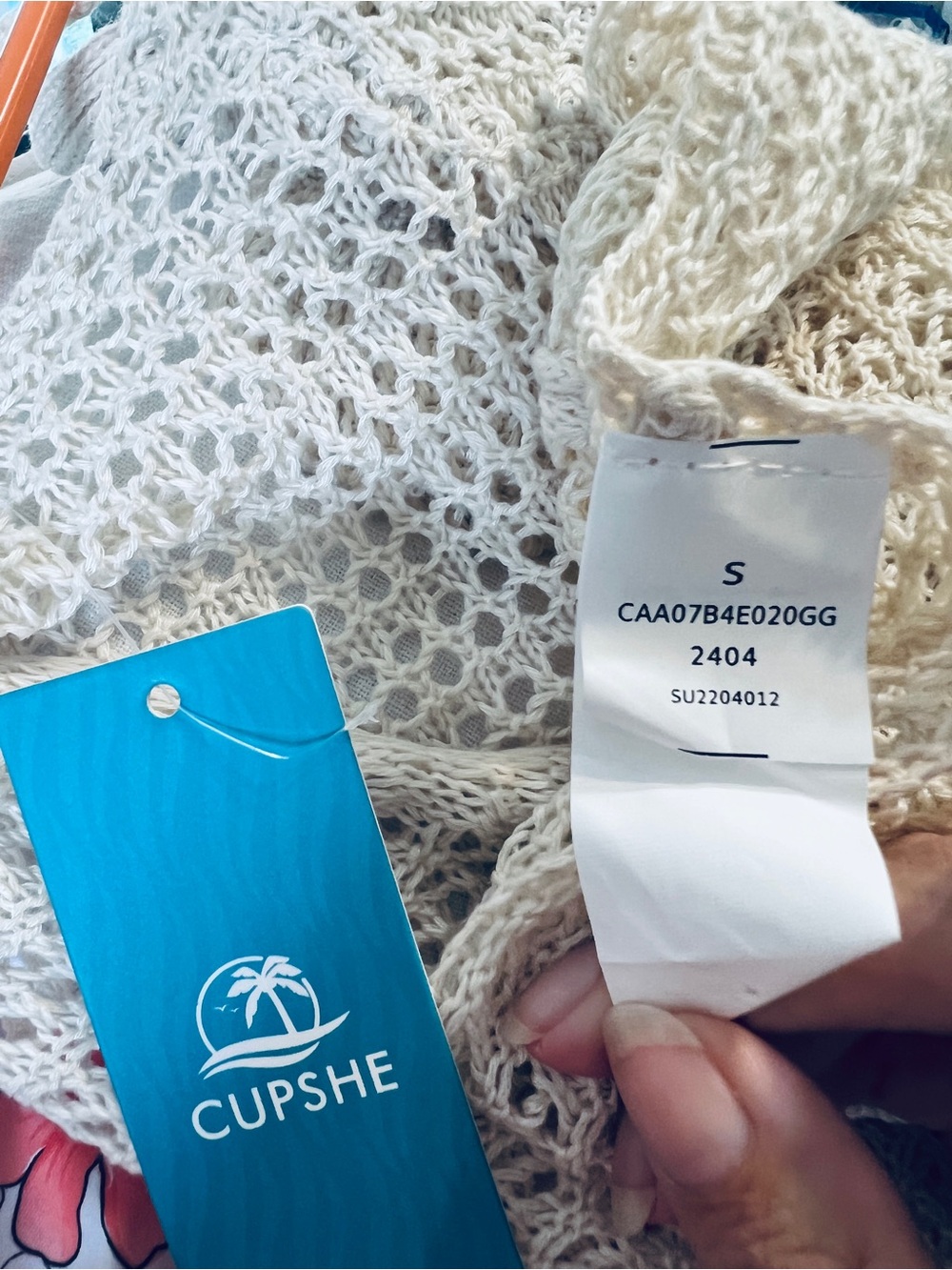 Cupshe cream crochet swimsuit cover up dress with Ruffle Detail - Picture 4 of 4